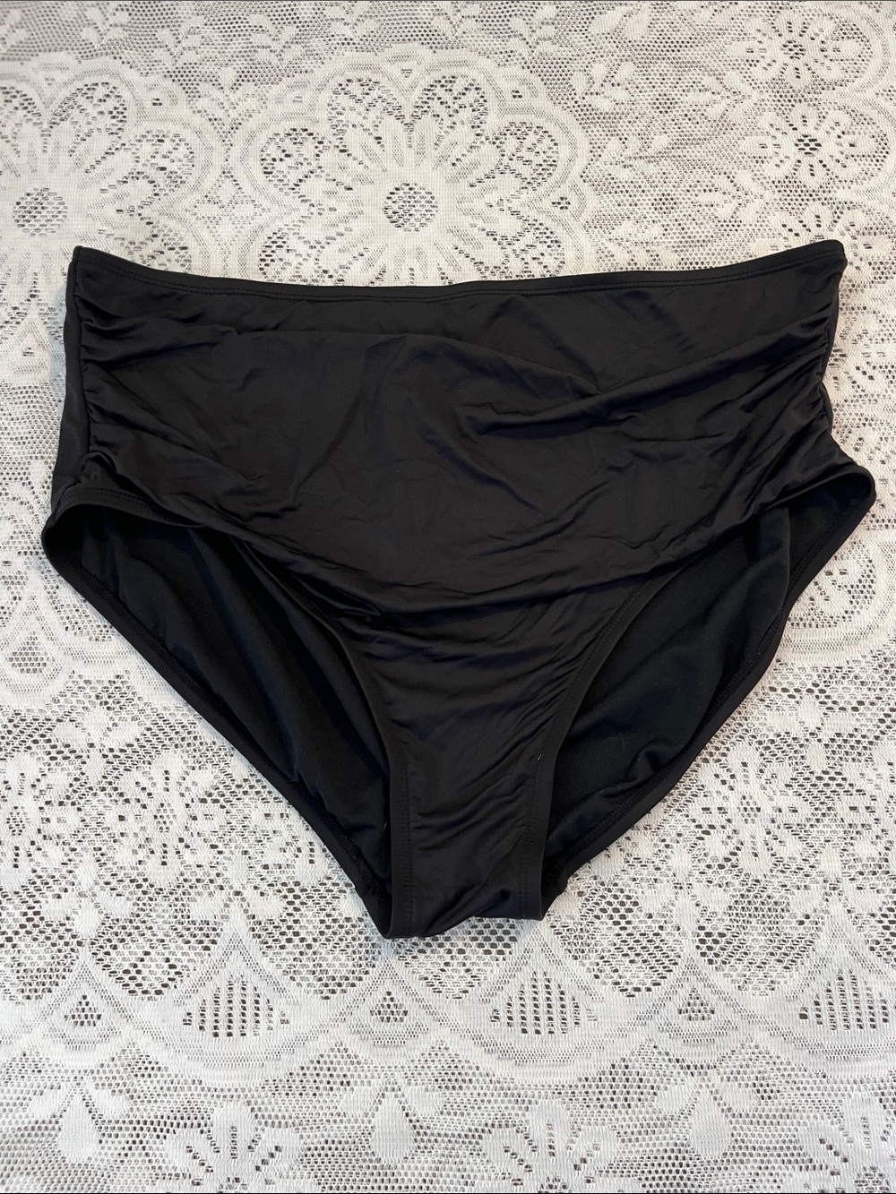 😻5for$15😻 Marina High-Waist Black Women's Bikini Bottom - Classic Coverage